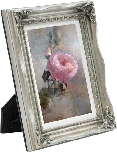 Gold 5x7 Picture Frames in Solid Wood, Wooden Frame with Embossed Flower, Vintage Photo Frames with Mat to 4x6, Gallery Wall and Tabletop Antique Frames(5x7, Gold) in Saudi Arabia