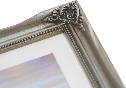 Gold 5x7 Picture Frames in Solid Wood, Wooden Frame with Embossed Flower, Vintage Photo Frames with Mat to 4x6, Gallery Wall and Tabletop Antique Frames(5x7, Gold) in Saudi Arabia