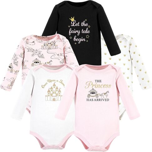 بدلة للجسم من القطن بأكمام طويلة للجنسين من Hudson Baby، 5 قطع من إكليل الزهور المريمية، 3-6 أشهر in Kuwait