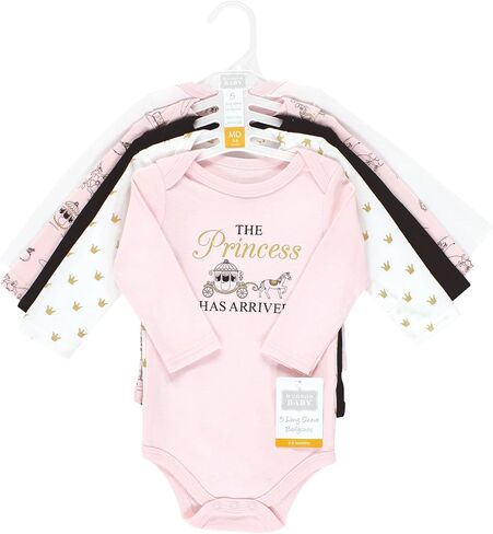 بدلة للجسم من القطن بأكمام طويلة للجنسين من Hudson Baby، 5 قطع من إكليل الزهور المريمية، 3-6 أشهر in Kuwait