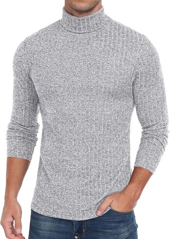 HiMONE Men Turtleneck Shirts Lightweight Long Sleeve Turtle Necks Ribbed Thermal Tops S-XXL in Kuwait