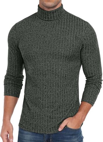 HiMONE Men Turtleneck Shirts Lightweight Long Sleeve Turtle Necks Ribbed Thermal Tops S-XXL in Kuwait