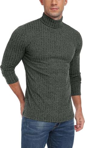 HiMONE Men Turtleneck Shirts Lightweight Long Sleeve Turtle Necks Ribbed Thermal Tops S-XXL in Kuwait