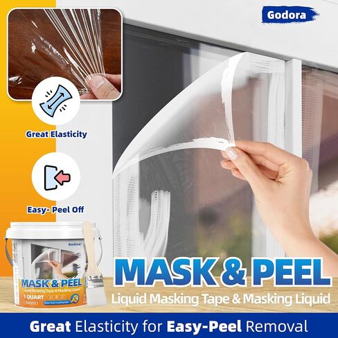 قناع سائل للطلاء سعة 1 لتر، سائل قناع شفاف بعد التجفيف - 32 أونصة، شريط إخفاء سائل قابل للنزع، سائل قناع لطلاء النوافذ، قناع وقشر لطلاء النوافذ in Kuwait