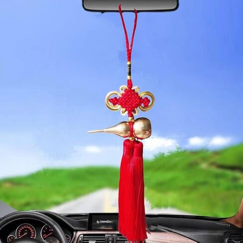 feng Shui Gourd, Household Pendant，Car Charm Rear View Mirror Pendant, Red and Gold in Kuwait