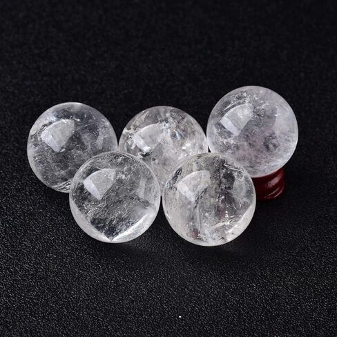 gofidin 2Pcs 28-32mm Natural Crystal Ball Clear Quartz Energy Stone Meditation for Home Decoration Free Wooden Stand in Saudi Arabia