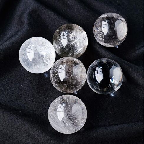 gofidin 2Pcs 28-32mm Natural Crystal Ball Clear Quartz Energy Stone Meditation for Home Decoration Free Wooden Stand in Saudi Arabia