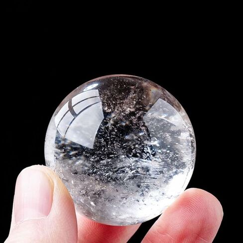 gofidin 2Pcs 28-32mm Natural Crystal Ball Clear Quartz Energy Stone Meditation for Home Decoration Free Wooden Stand in Saudi Arabia