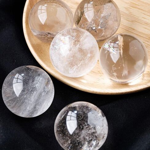gofidin 2Pcs 28-32mm Natural Crystal Ball Clear Quartz Energy Stone Meditation for Home Decoration Free Wooden Stand in Saudi Arabia