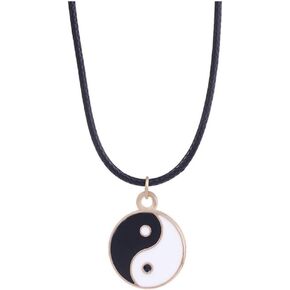 Yin and Yang Pendant Necklaces for Men Women Black White Necklace for Relationship Halloween Graduation