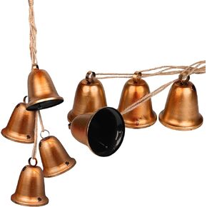 Shabby Chic Bells Christmas Tree Jingle Hanging Bells Vintage Rustic Cow Decorative Bells Metal Country Style Cowbell with Rope for Christmas Tree Crafts Home Wall Door Decor Gift, 4 Pcs