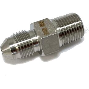 316 Stainless Steel 1/8" Inch NPT Male to AN-3 Adapter -3AN Male - Taper Hex Thread for Air, Gas, Liquid, Water, Oil or Hydraulic Fitting - Industrial Air Tool Hose or Pipe Connection 316SS