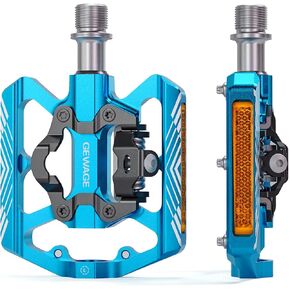 Mountain Bike Pedals - Dual Function Flat and Clipless Pedal - Bicycle Pedals with Reflectors Compatible with SPD, Platform Pedals for BMX Spin Exercise Peloton Trekking Bike
