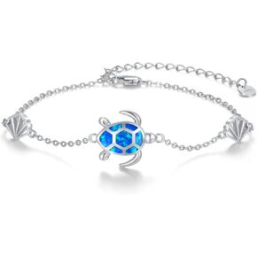 Cuoka Turtle Bracelet for Women Double Layer Opal Tortoise Bracelets S925 Sterling Silver Hypoallergenic Jewelry Gifts for Mother Girls