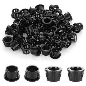 50PCS 1/2" Round Cable Snap Bushing Grommet, Black Snap Bushing in Cable Grommet Protector, Plastic Grommets Cable Snap Bushing for Cable Hose Wire