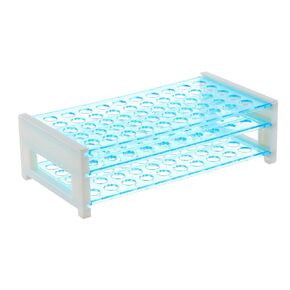 PATIKIL 50 Holes Test Tube Rack, 3Pcs 13mm Round Hole Plastic Detachable Test Tube Holder Stand Suitable for 13mm Dia Tube for Laboratory Scientific Experiments, Blue