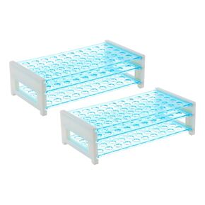 PATIKIL 50 Holes Test Tube Rack, 3Pcs 13mm Round Hole Plastic Detachable Test Tube Holder Stand Suitable for 13mm Dia Tube for Laboratory Scientific Experiments, Blue