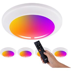 CLOUDY BAY [4 Pack] Smart LED Flush Mount Disk Lights,5/6 Inch Can Lights with Remote Control,RGBCW WiFi Recessed Ceiling Lights,Color Changing Surface Mount Retrofit,Work with Alexa/Google Assistant