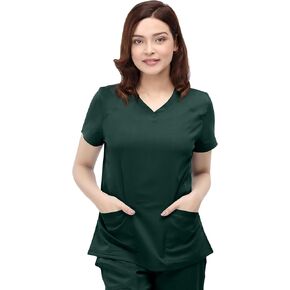 NY Threads Scrubs for Women V-Neck Top Soft Stretch with Pockets