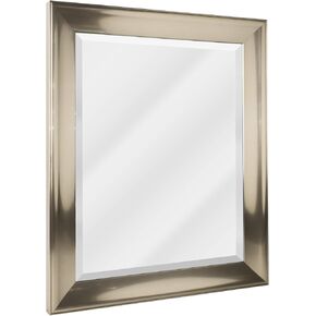 Head West Brushed Nickel Bathroom Vanity Mirror, Beveled Framed Decorative Mirrors for Wall Decor, Wall-Mounted Rectangle Bathroom Mirrors for Over Sink, Restroom, Living Room Hallway Entryway 24"x30"
