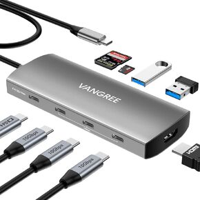 USB C Monitor Hub 10Gbps, 3 USB-C & 2 USB-A 3.2 Ports, USB-C Video Output, 4K@60Hz HDMI, 100W PD, SD/TF Slots, USB-C Splitter Adapter for Studio Display, USB-C Monitor, Camera, AR Glasses,etc