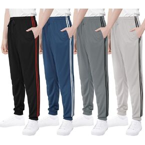 Resinta 4 Packs Boys' Mesh Active Sweatpants Boys Athletic Casual Jogger Pants with Pockets & Drawstring Workout Kids Clothes