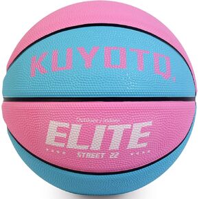 KUYOTQ Kids Toddler Size 3 Small Basketball 22" Thickened Rubber Mini Basketball Soft Touch in & Outdoor Basketball for Boys Girls Age Under 5 Basketball Gifts (Deflated,Pink and Blue,Without Pump)