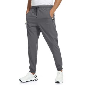 Rapoo Athletic Pants Mens with Pockets Workout Gym Elastic Waist Light Weight Sweat Pants for Men Joggers Quick Dry Travel Sweatpants Jogging Wind Pants Men Darkgrey L/30