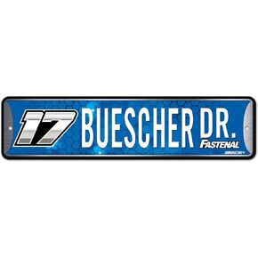 Rico Industries NASCAR Racing Chris Buescher Metal Street Sign 4" x 15" Home Décor - Bedroom - Office - Man Cave