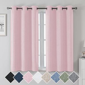 Chyhomenyc Linen Linen Blackout Curtains 63 Inch Length 2 Panels Set, Faux Linen Textured Thermal Insulated Energy Saving Blackout Window Curtain Drapes for Living Room, Linen, 40Wx63L, 2 Panels