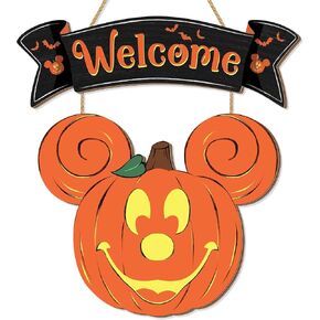 Halloween Pumpkin Decorations for Front Door, Halloween Mouse Welcome Hanging Sign, Happy Halloween Wooden Pumpkin Signs, Wood Door Hanger Ornaments for Home Window Wall Outdoor Decor, 13.4x14 inches in Saudi Arabia