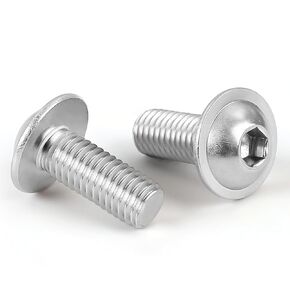 M8-1.25 x 16mm Flanged Button Head Socket Cap Screws Flange Bolts, 18-8 Stainless Steel 304 Bright Finish, Full Thread, 25 PCS