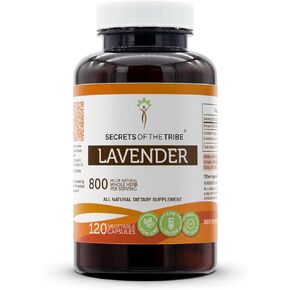 Secrets of the Tribe Lavender 120 Capsules, 800 mg, Lavender (Lavandula angustifolia, Lavandula x Intermedia) Dried Flowers (120 Capsules)