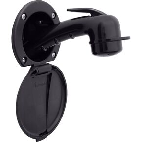 Ambassador Marine Recessed Shower- Black Cup & Lid, Small Black Sprayer, 6' Black Rubber Hose - 136-0000-KP-W