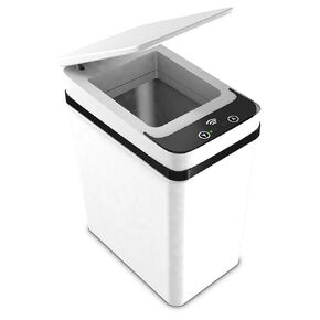 Pure Flower Home Automatic Trash Can, 12 Liter/ 3.1 Gallon Motion Sensor Trash Can Waterproof Smart Trash Can Plastic Trash Cans for Bedroom/Bathroom/Office (White)