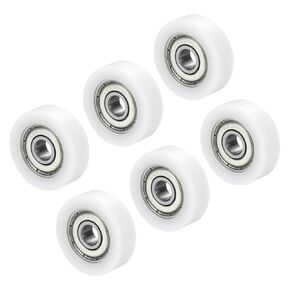 PATIKIL Nylon U Groove Pulley Wheel 5x21x7mmmm, 6 Pack Bearing Guide Track Sliding Conveyor Roller for Door Window Drawer Hardware Driving Mechanical, White