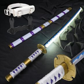 Zisu Light Up Roronoa Zoro Sword - 40-Inch Light Saber Sword with Rechargeable Battery - Full Kit with Sword Stand and Belt