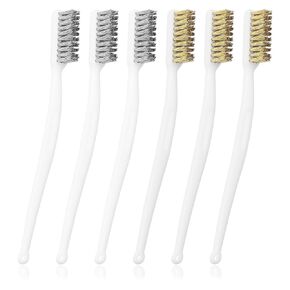 6 Pcs Mini Wire Brush Set Brass Brushes for Cleaning 3D Printer Metal Copper Wire Brush for Cleaning Nozzle Cleaner Tool Wire Brush for Paint Removal Copper Cleaning Brush Welding Slag and Rust