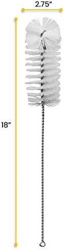 EISCO Nylon Cleaning Brush with Fan-Shaped End, 18" - Twisted Stainless Steel Wire Handle - Ideal for 2.6" - 3" Diameter Glassware, Beakers, Test Tubes, Cylinders, Flasks, Cups, Jars, Vases in Saudi Arabia
