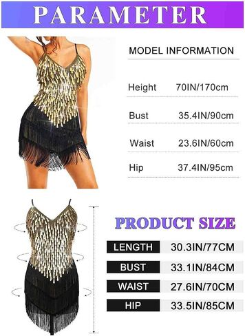 TWINKLEDE Sequin Tassel Dress for Women Sparkly Fringe V-Neck Strap Dresses Glitter Latin Samba Tango Dance Costumes in Saudi Arabia