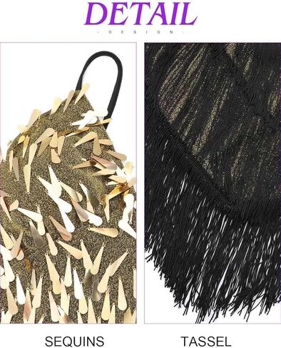 TWINKLEDE Sequin Tassel Dress for Women Sparkly Fringe V-Neck Strap Dresses Glitter Latin Samba Tango Dance Costumes in Saudi Arabia