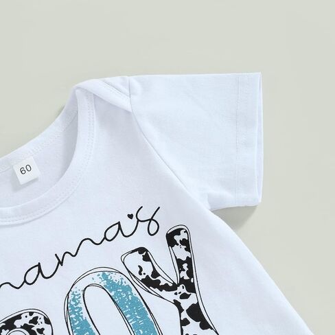 Newborn Baby Boy Coming Home Outfit Western Cowboy Clothes Boots Print Short Sleeve Romper Long Pants With Hat Set in Kuwait