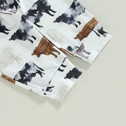 Newborn Baby Boy Coming Home Outfit Western Cowboy Clothes Boots Print Short Sleeve Romper Long Pants With Hat Set in Kuwait