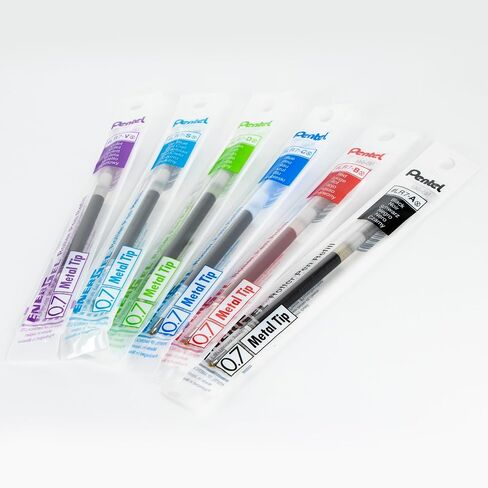 حبر إعادة تعبئة Pentel - لقلم جل EnerGel، طرف معدني 0.7 مم، حبر أزرق متوسط، عبوة من 6 عبوات in Saudi Arabia