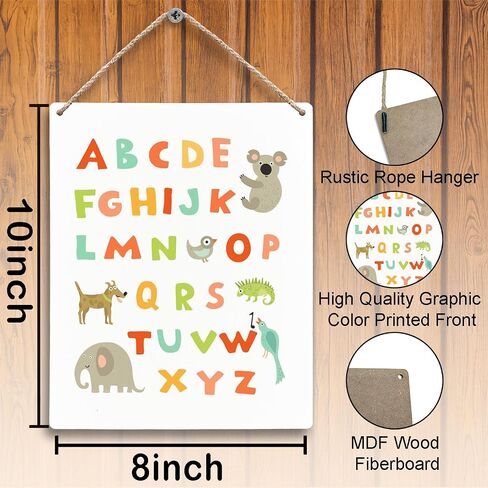 Dinosaur Nursery ABC Alphabet Hanging Wooden Signs 8x10, Dinosaur Alphabet Toddler Boy Nursery Wall Decor, Dinosaur Nursery Decor, Dinosaur Dino Room Decor Gifts for Boys Girls Toddlers in Saudi Arabia