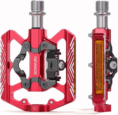 Mountain Bike Pedals - Dual Function Flat and Clipless Pedal - Bicycle Pedals with Reflectors Compatible with SPD, Platform Pedals for BMX Spin Exercise Peloton Trekking Bike in Saudi Arabia