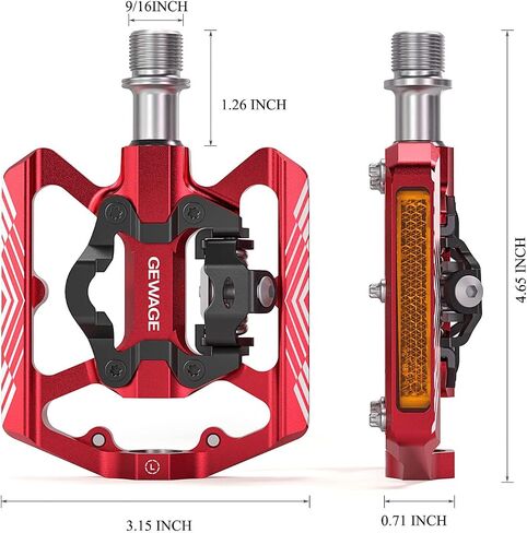 Mountain Bike Pedals - Dual Function Flat and Clipless Pedal - Bicycle Pedals with Reflectors Compatible with SPD, Platform Pedals for BMX Spin Exercise Peloton Trekking Bike in Saudi Arabia