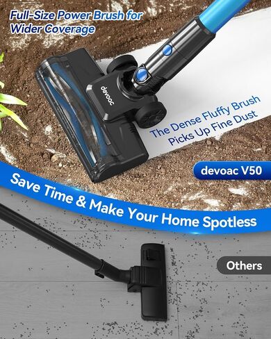DEVOAC Cordless Vacuum Cleaner, Lightweight with Rechargeable Battery, Convenient 6 in 1 Handheld Stick Vacuum Cleaner with Powerful Suction for Carpet Hard Floor Pet Hair Home in Saudi Arabia