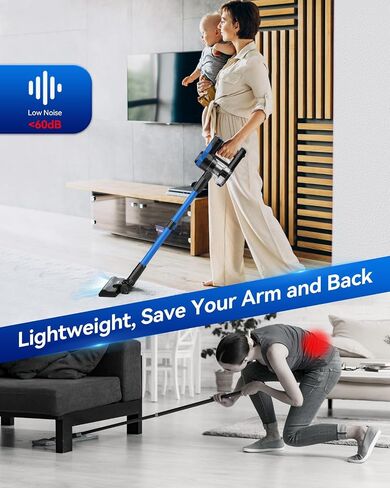 DEVOAC Cordless Vacuum Cleaner, Lightweight with Rechargeable Battery, Convenient 6 in 1 Handheld Stick Vacuum Cleaner with Powerful Suction for Carpet Hard Floor Pet Hair Home in Saudi Arabia
