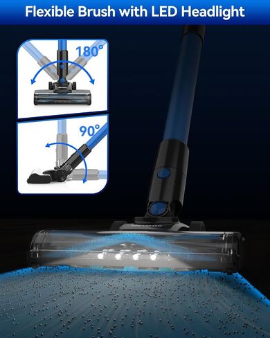 DEVOAC Cordless Vacuum Cleaner, Lightweight with Rechargeable Battery, Convenient 6 in 1 Handheld Stick Vacuum Cleaner with Powerful Suction for Carpet Hard Floor Pet Hair Home in Saudi Arabia
